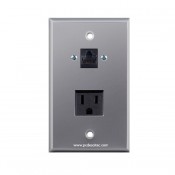 Placa Tapa RJ45 Cat6 crimpado + toma eléctrica en Aluminio
